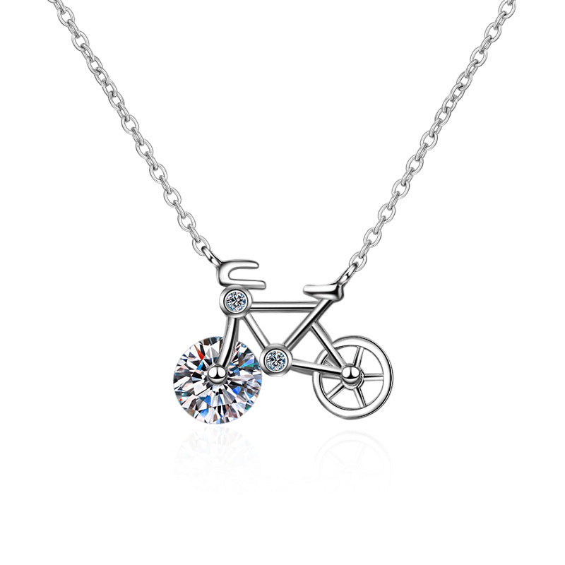 Women's Sterling Silver Moissanite Necklace - Classic Brilliant Cut Diamond Alternative Jewelry for Wedding, Anniversary & Special Occasions