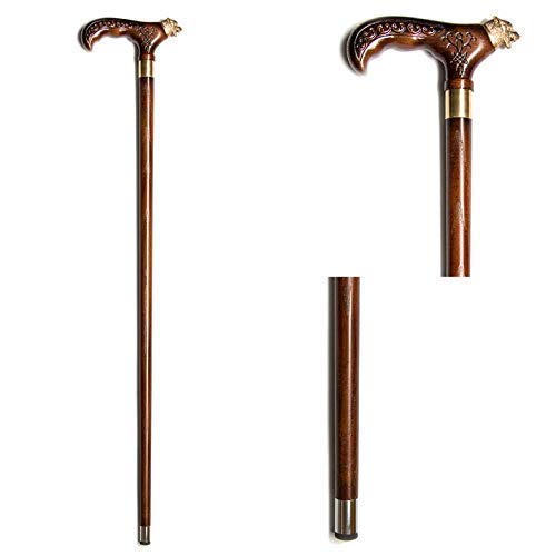 Handmade Personalized Wolf Design Wooden Walking Cane for Men - Premium Hand Carved Hiking Stick - Perfect Gift for Outdoorsmen, Elderly & Hikers - Ideal for Hiking, Travel & Daily Support