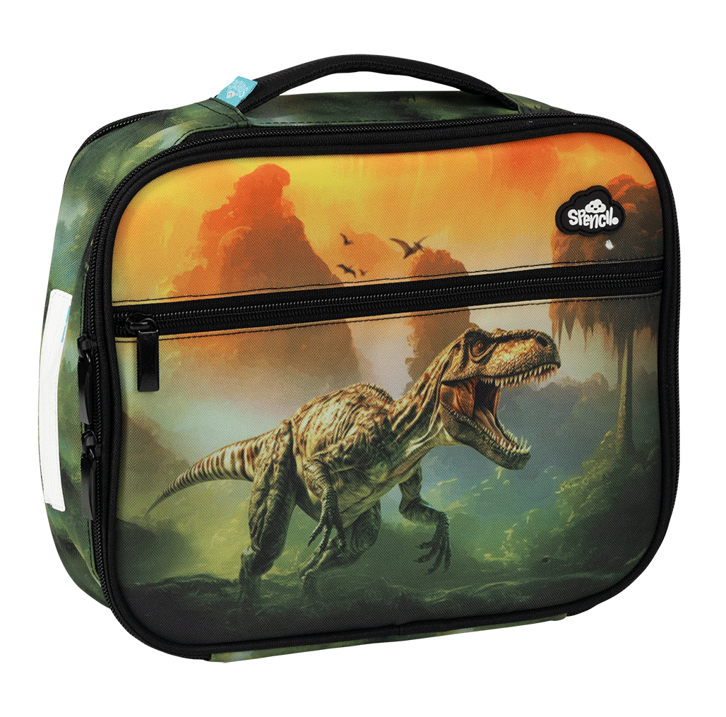 Spencil Insulated Lunch Bag with Chill Pack - Jurassic Kingdom Dinosaur Themed Cooler for Kids & Adults - Perfect for School, Work, Picnics & Outdoor Adventures