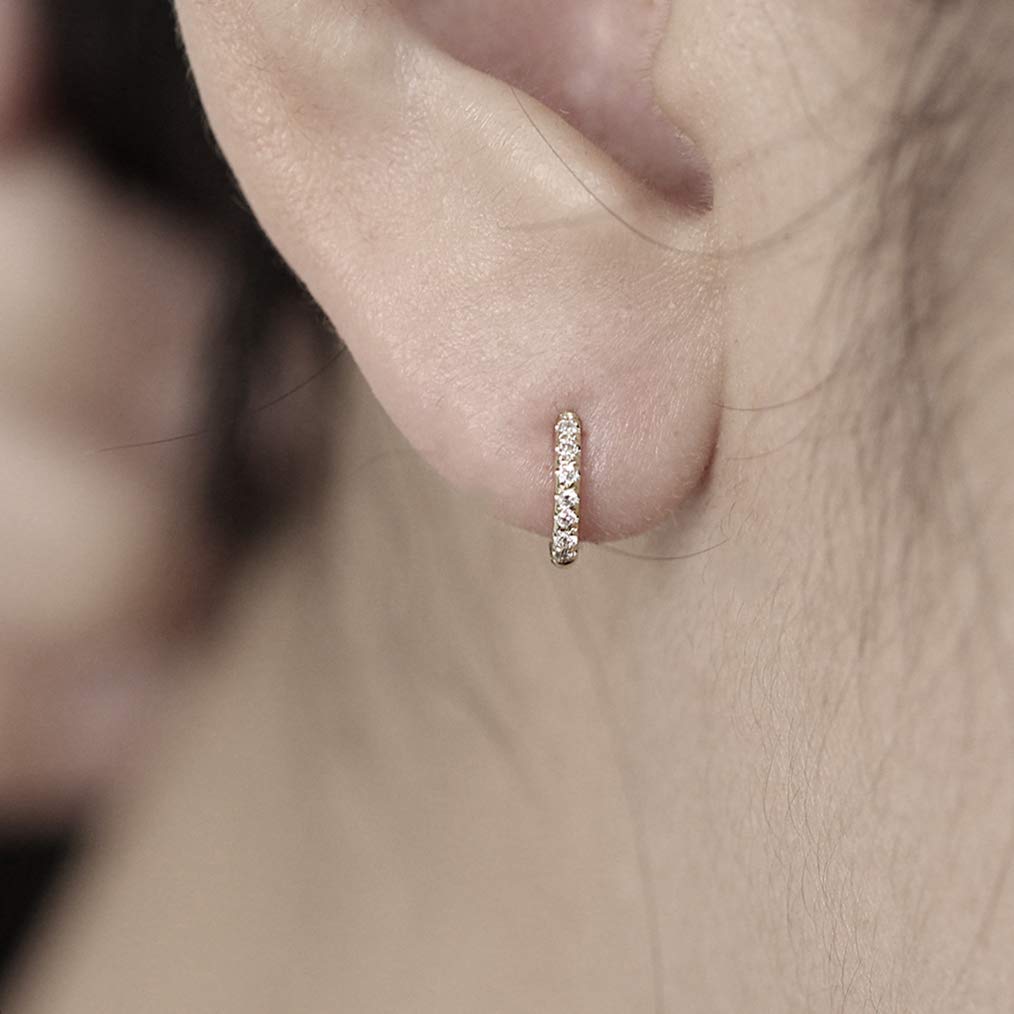 9mm Diamond Huggie Hoop Earrings - 14K/18K Gold Dainty Hoops for Women - Perfect for Everyday Wear, Date Night & Special Occasions