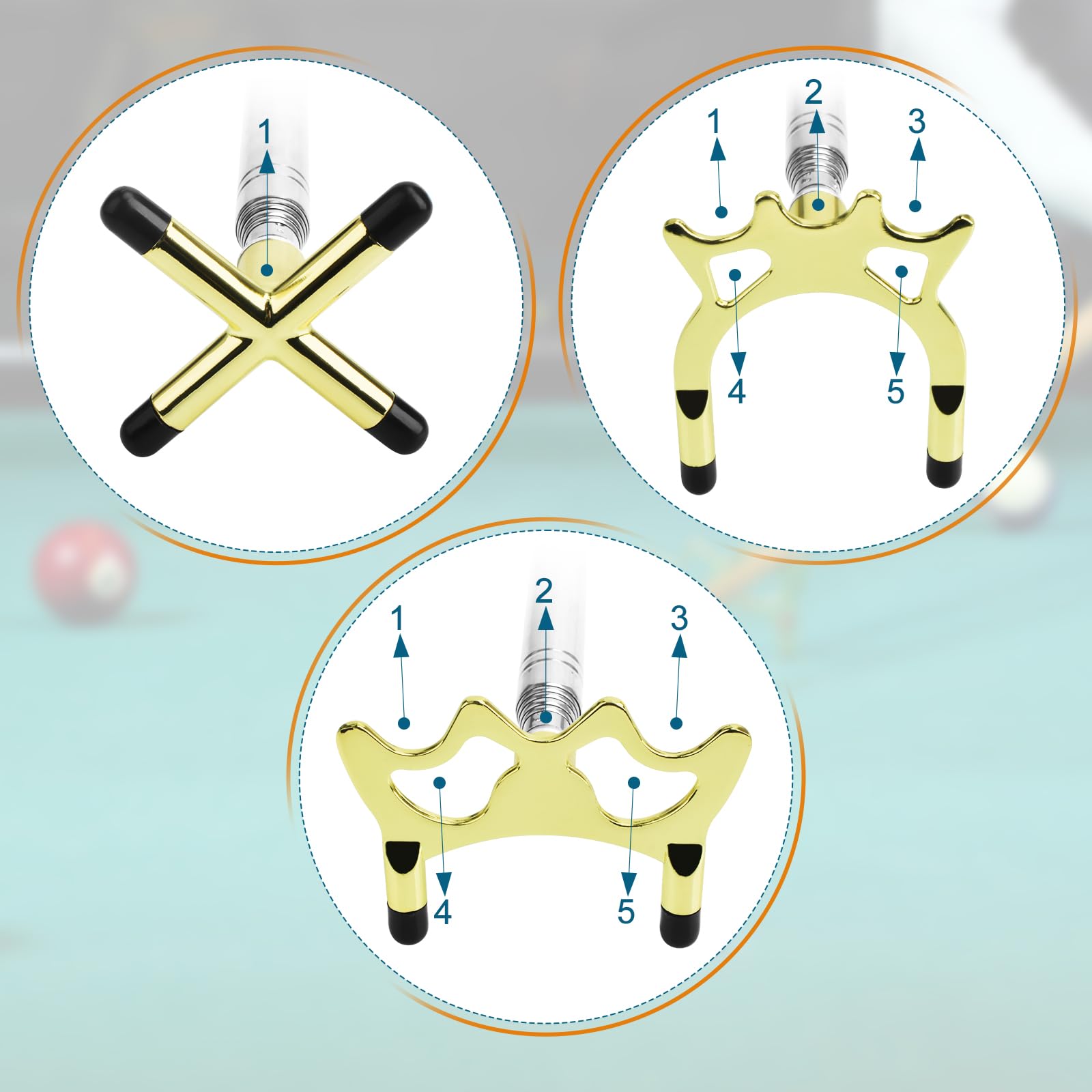 Retractable Billiards Cue Bridge Stick - 3 Pcs Removable Bridge Heads, Adjustable Snooker Pool Cue Accessory for Game & Competition, Perfect for Practice & Professional Play