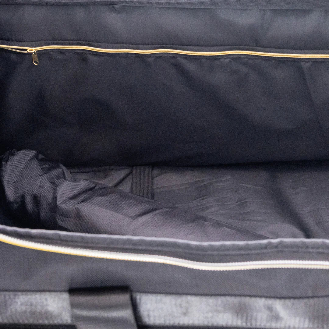 Rac n Roll Large Black Travel Bag with Built-in Wheels - Perfect for Airports, Gym, and Weekend Getaways