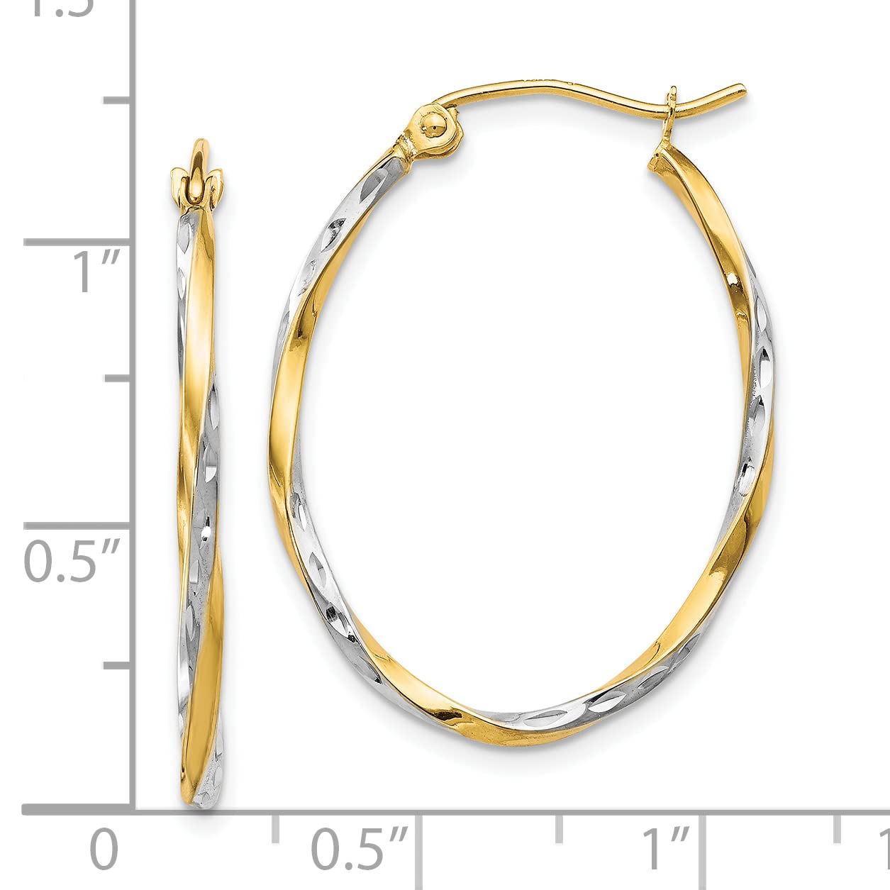 10K Gold Rhodium-Plated Oval Hinged Hoop Earrings for Women - Elegant Everyday & Special Occasion Jewelry Gift