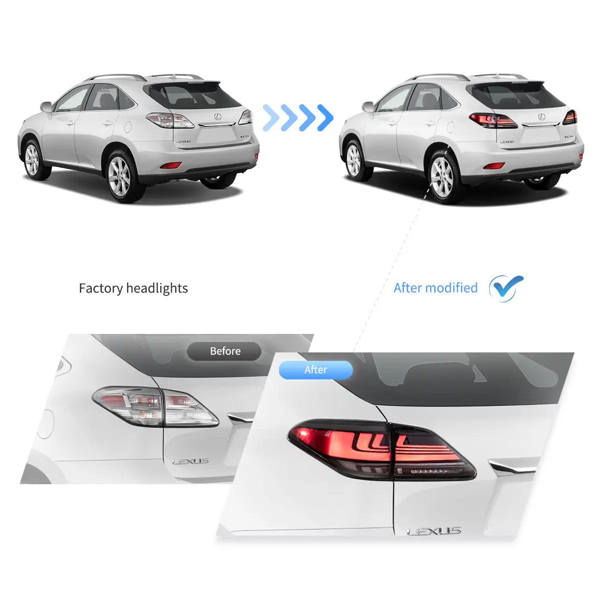 High-Quality LED Tail Lights Assembly with Dynamic Welcome Lighting for 2008-2014 Lexus RX350 RX450h (3rd Gen AL10) - JAPAN BUILT - Perfect for Night Driving & Enhanced Safety