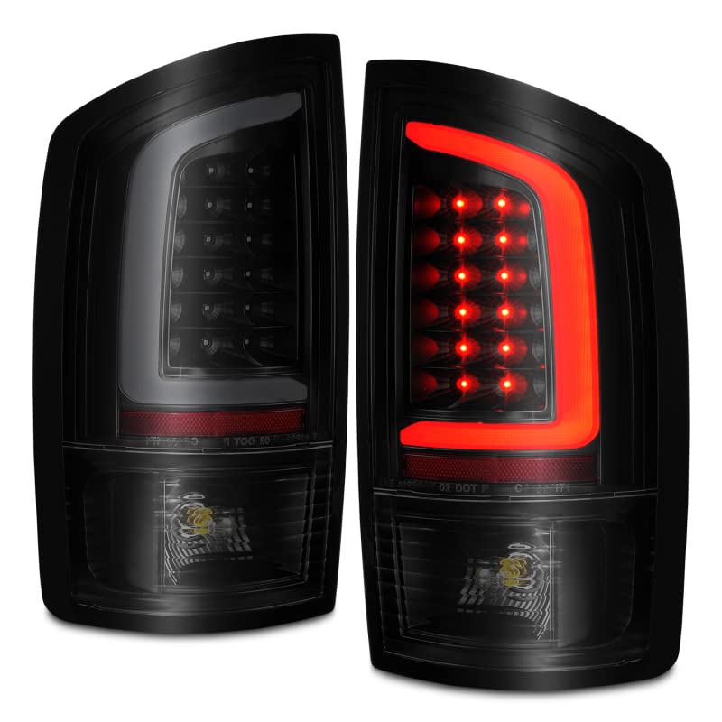 ANZO (311369) 2002-2006 Dodge Ram 1500 LED Tail Lights with Light Bar - Black Housing & Smoke Lens - Upgrade Your Truck's Style & Visibility for Night Driving & Off-Road Adventures