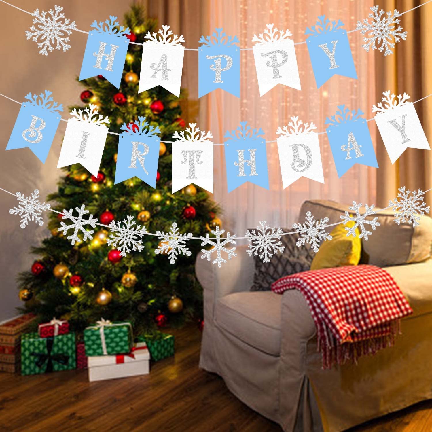 Winter Wonderland Birthday Party Decorations - Snowflake Happy Birthday Banner & Party Supplies for Winter Themed Celebrations | Perfect for Indoor & Outdoor Festive Events