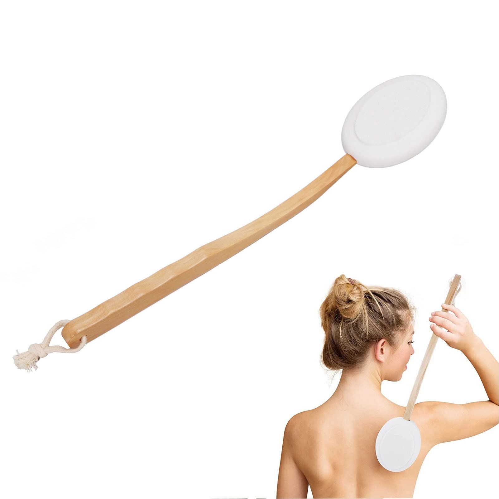 Long Handle Back Scrubber Brush - Exfoliating Bath & Shower Lotion Applicator for Men & Women - Wet/Dry Use - Perfect for Hard-to-Reach Areas & Spa-Like Exfoliation at Home