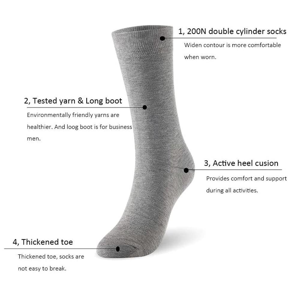 Premium Men's Dress Socks - Classic Business Casual Solid Color Formal Socks for Office, Wedding & Professional Occasions