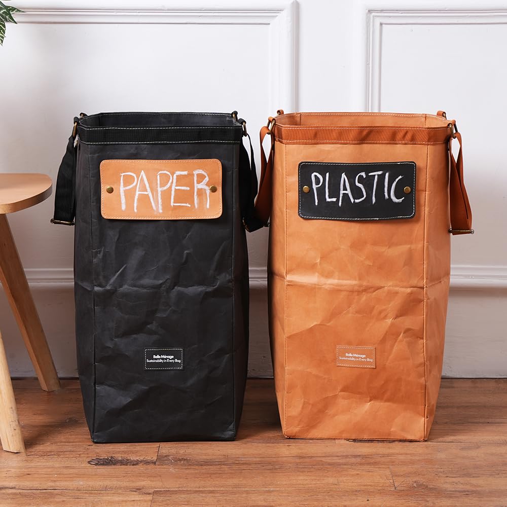 Eco-Friendly Kitchen Recycling Bin Set - Small Indoor Paper & Can Recycling Bins Combo, White & Orange Trash Can & Recycle Bin for Sustainable Home Waste Management | Perfect for Countertop, Pantry & Eco-Conscious Households