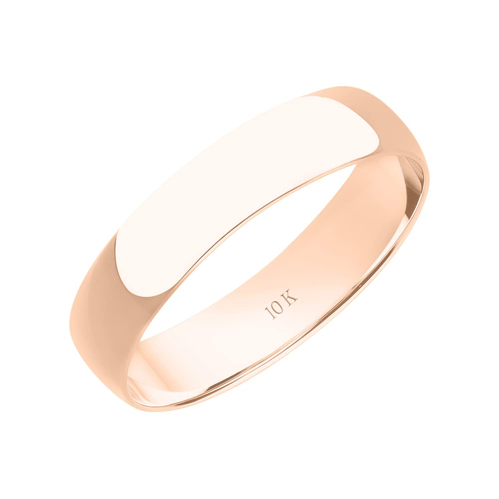 4MM Solid Gold Men's Wedding Band - 10K & 14K Yellow/White/Rose Gold Wedding Ring for Men | Lightweight, Well-Polished, Plain Design | Perfect for Weddings, Anniversaries & Everyday Wear