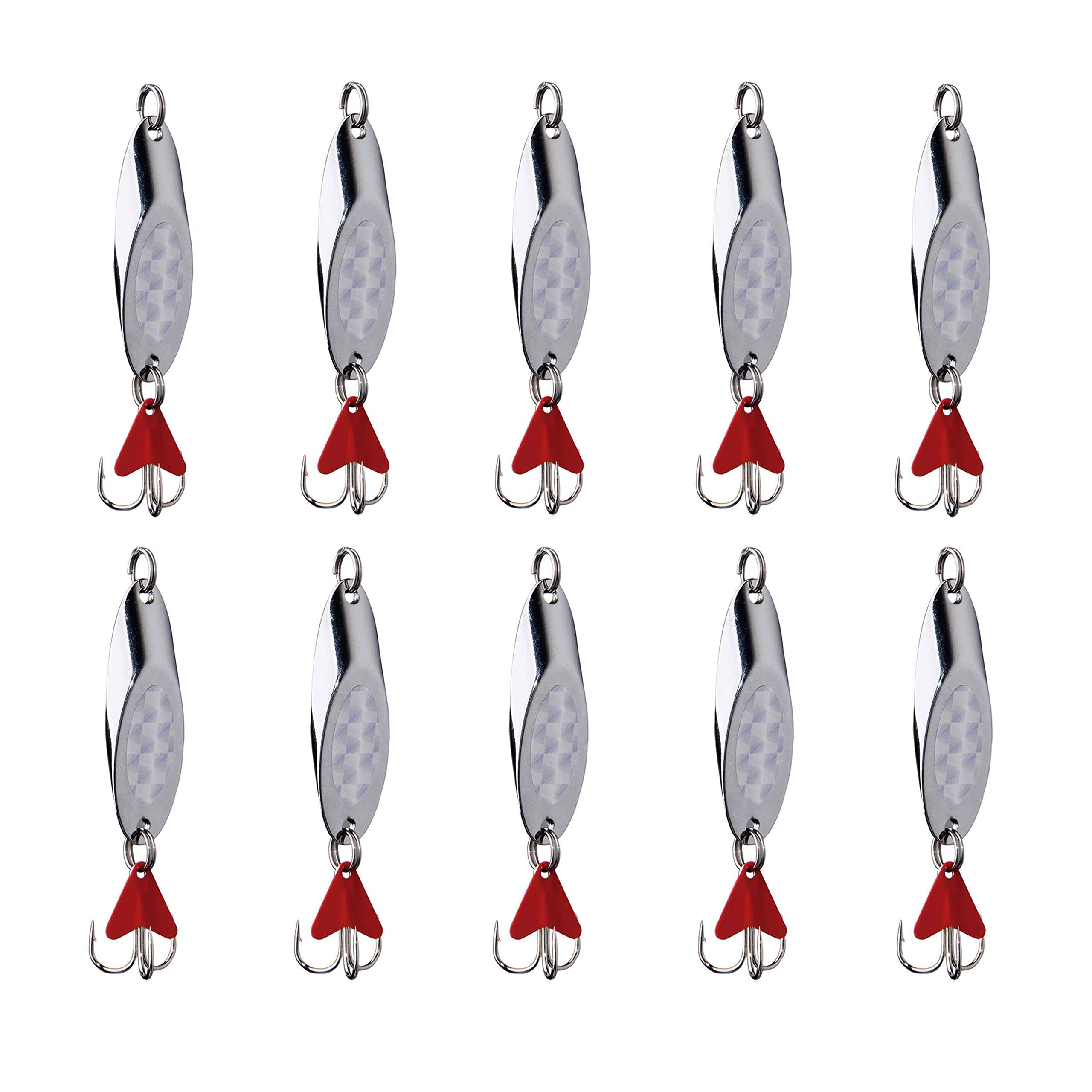 Saltwater Jigging Spoons - Hard Metal Lures for Salmon & Bass - Fishing Bait with Treble Hooks - Perfect for Deep Sea & Freshwater Fishing