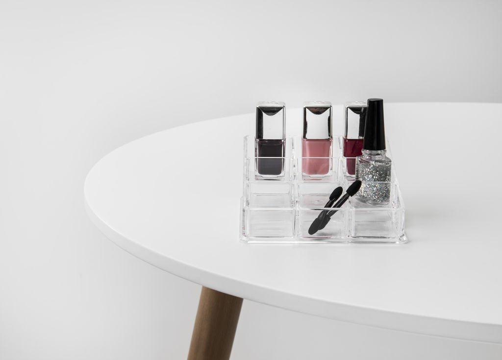 9-Compartment Cosmetic Organizer & Nail Polish Holder - Perfect for Vanity, Bathroom, and Travel Organization