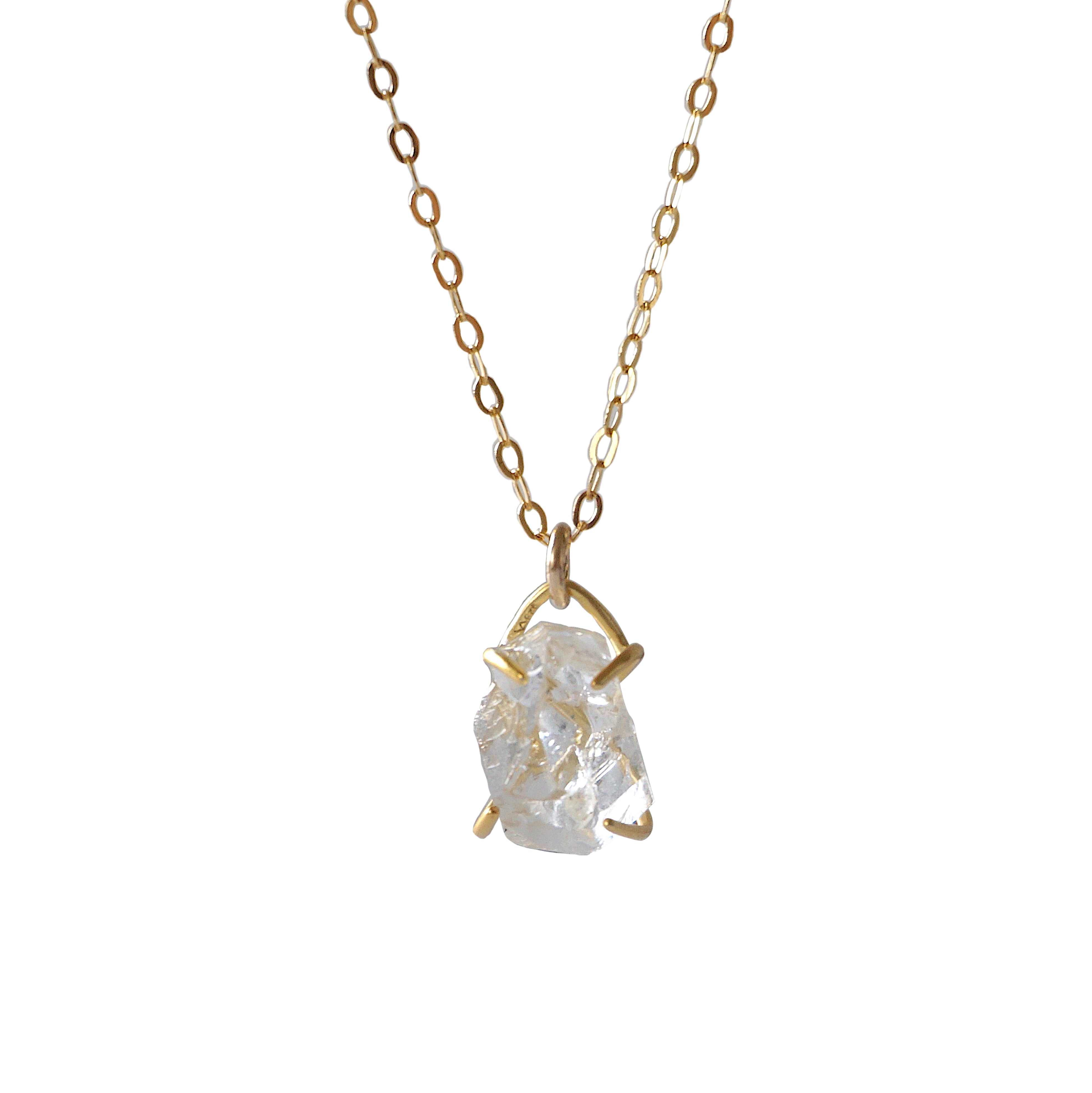 14K Gold Filled Herkimer Diamond Huggie Charm Necklace - Elegant Everyday Jewelry for Women, Perfect Gift for Birthday, Anniversary & Special Occasions