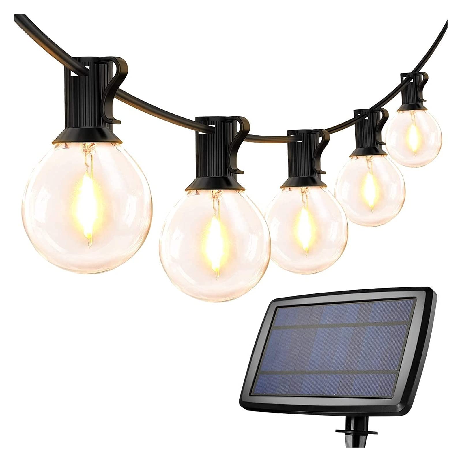 25 G40 LED Solar String Lights Outdoor Waterproof - 4 Lighting Modes for Garden, Patio, Pergola, Wedding & Party Decoration | Solar Powered Fairy Lights for Backyard, Terrace & Outdoor Events