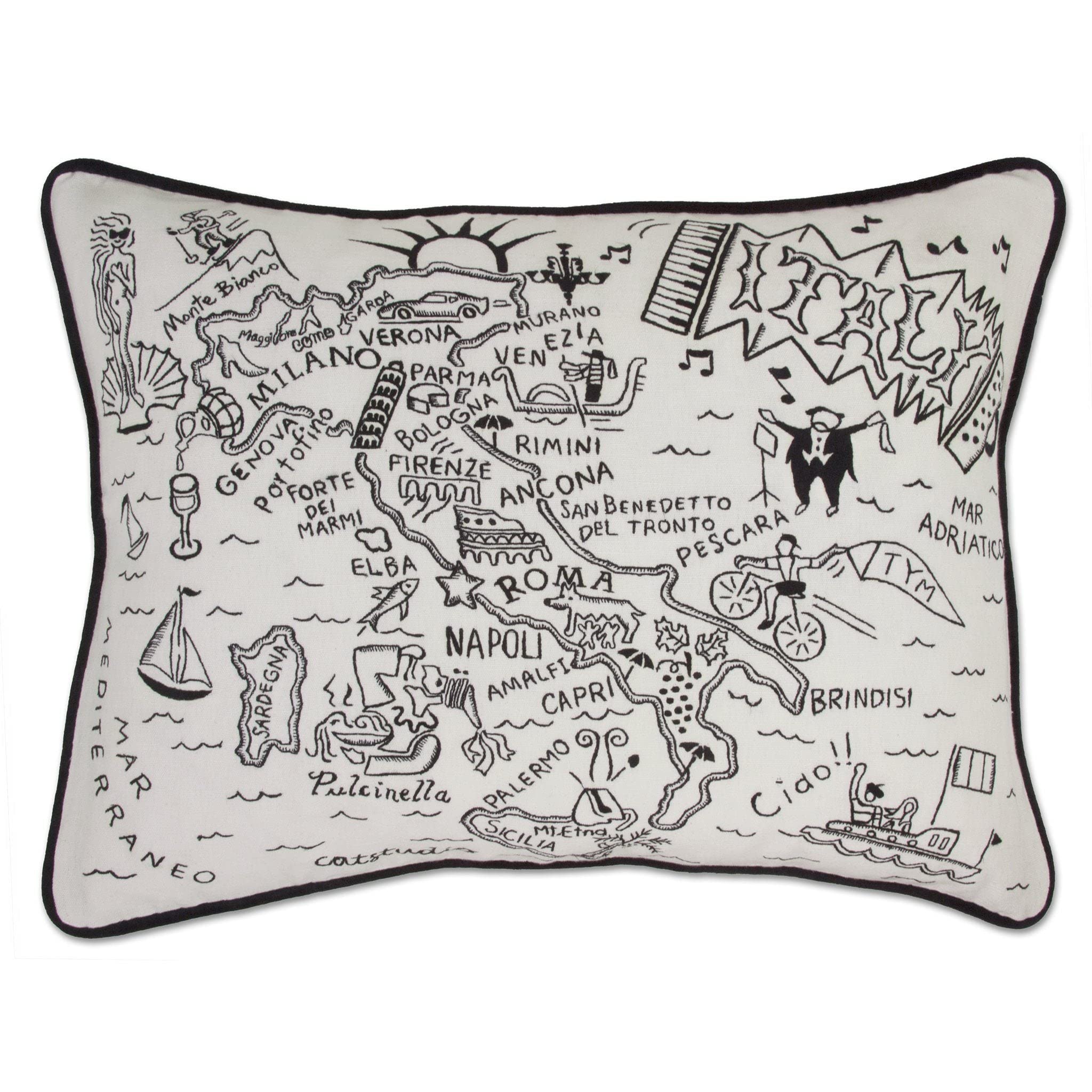 Catstudio Italy Hand-Guided Machine Embroidered Decorative Throw Pillow - Luxury Home Decor for Living Room, Bedroom & Sofa