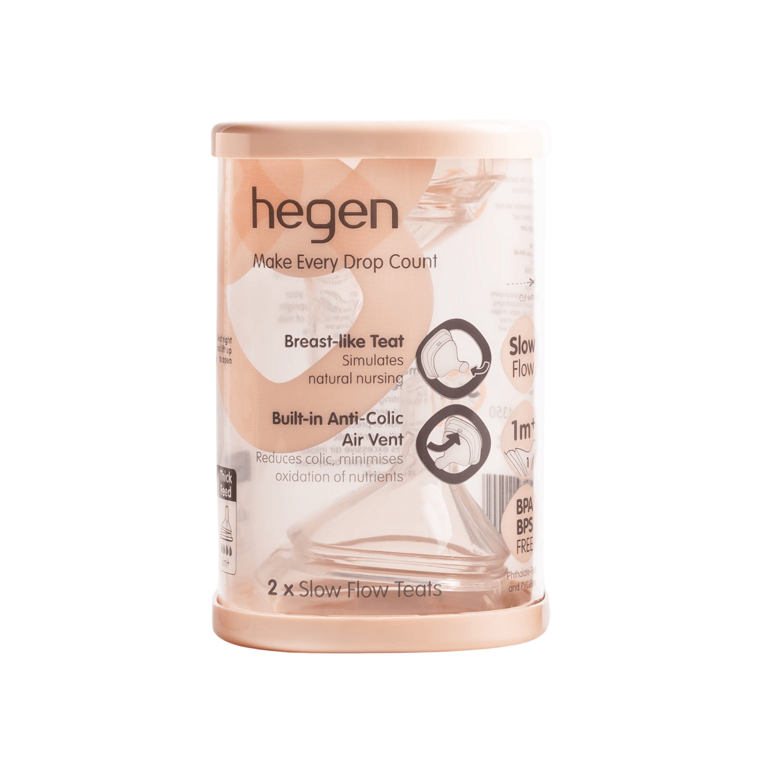 Hegen Slow Flow Baby Bottle Nipples, 2 Pack for Newborns (1-3 Months) – Ideal for Breastfed Infants & Gentle Feeding
