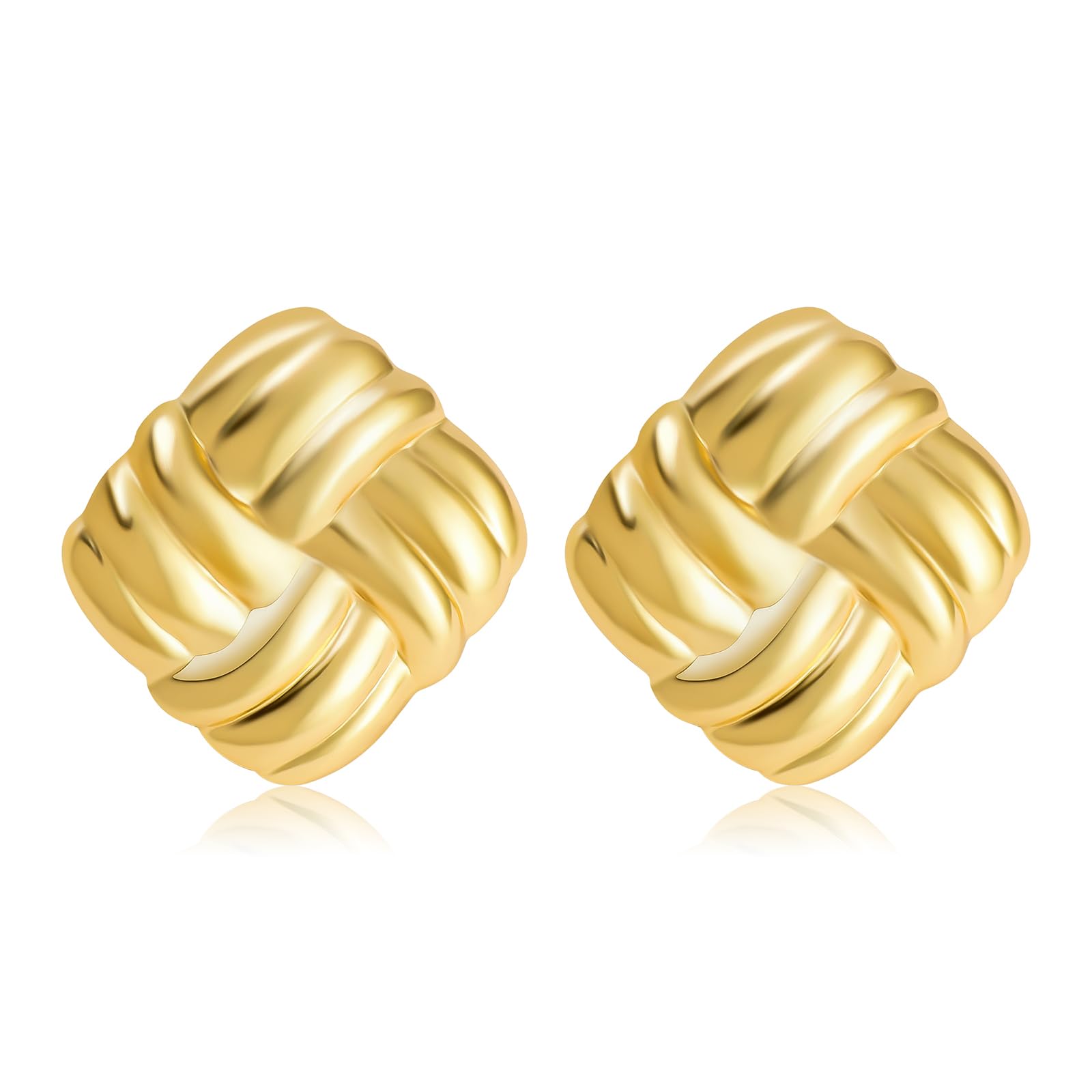 Chunky Gold Square Earrings for Women - Vintage Geometric Stud Earrings, Big Statement Jewelry in Stainless Steel - Perfect for Parties, Weddings & Everyday Fashion