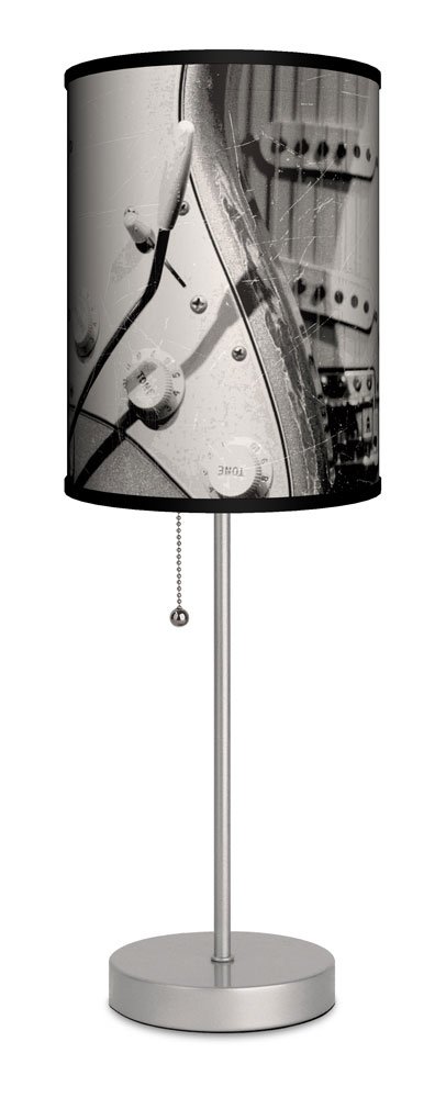 Electric Guitar Table Lamp with Silver Sport Base - Stylish LED Night Light for Bedroom, Living Room, Music Studio Decor - Perfect Gift for Musicians & Guitar Lovers