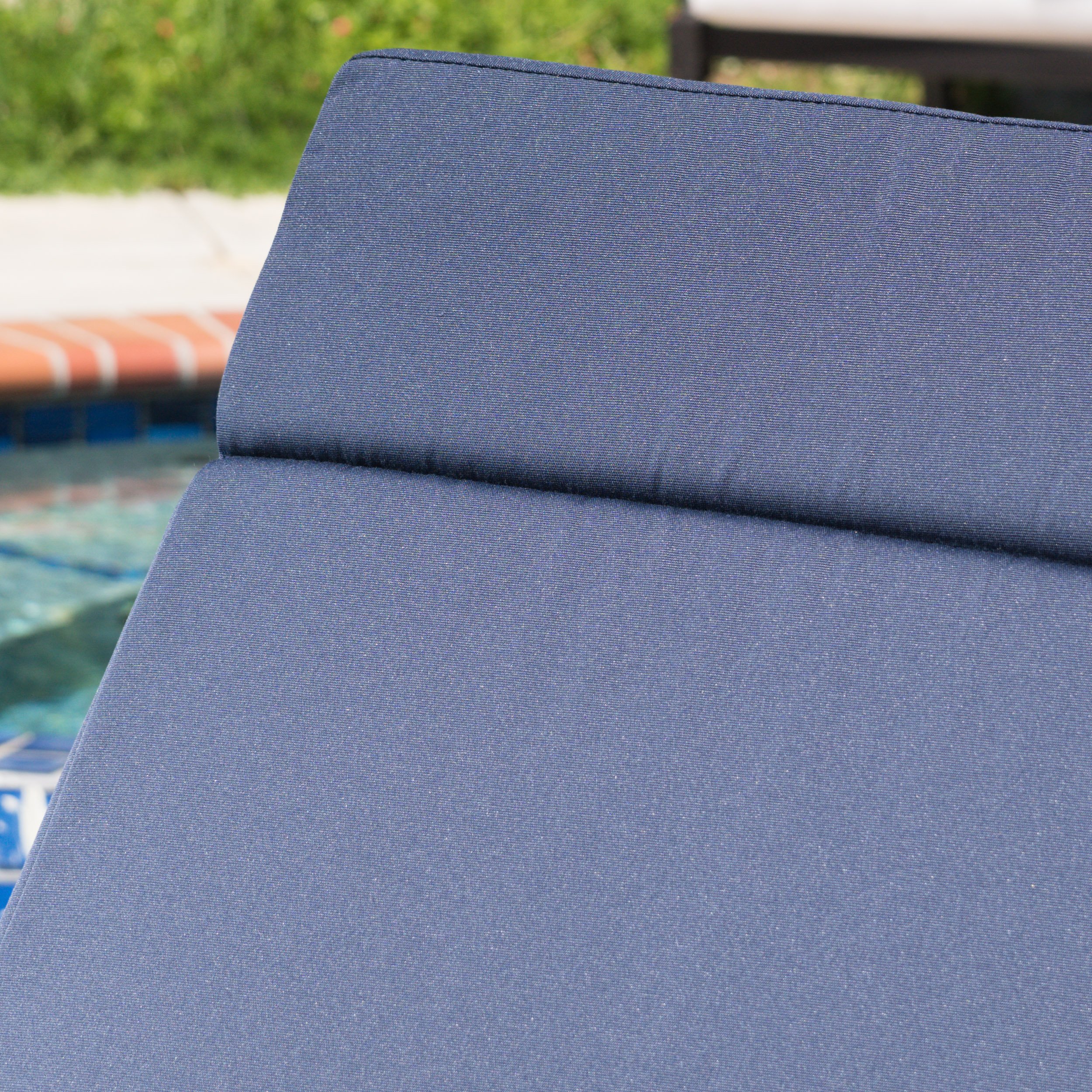 Christopher Knight Home 632 Salem Outdoor Lounge Cushions - 2-Piece Set, Navy Blue Water-Resistant Patio Furniture Cushions for Deck, Poolside & Garden Relaxation