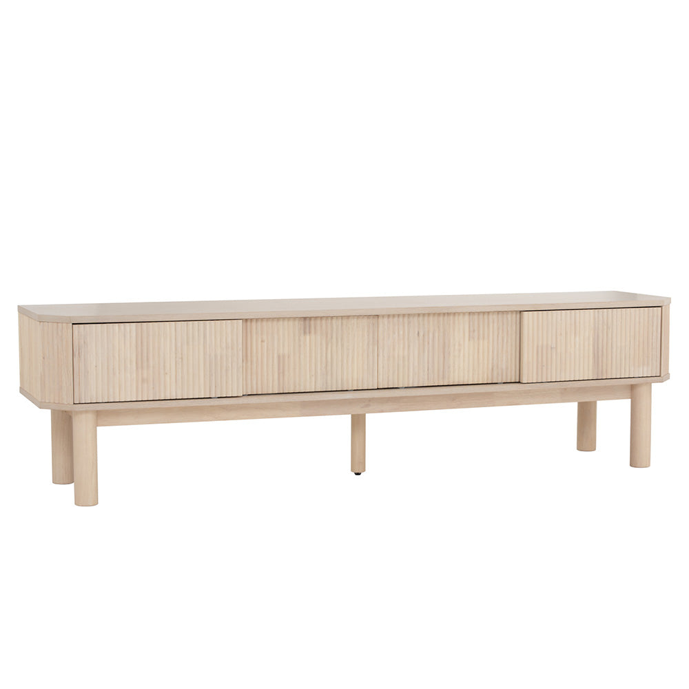 LUDLOW 200cm White Wash Oak TV Stand Entertainment Center - Modern Media Console for Living Room, Home Theater & Gaming Setup