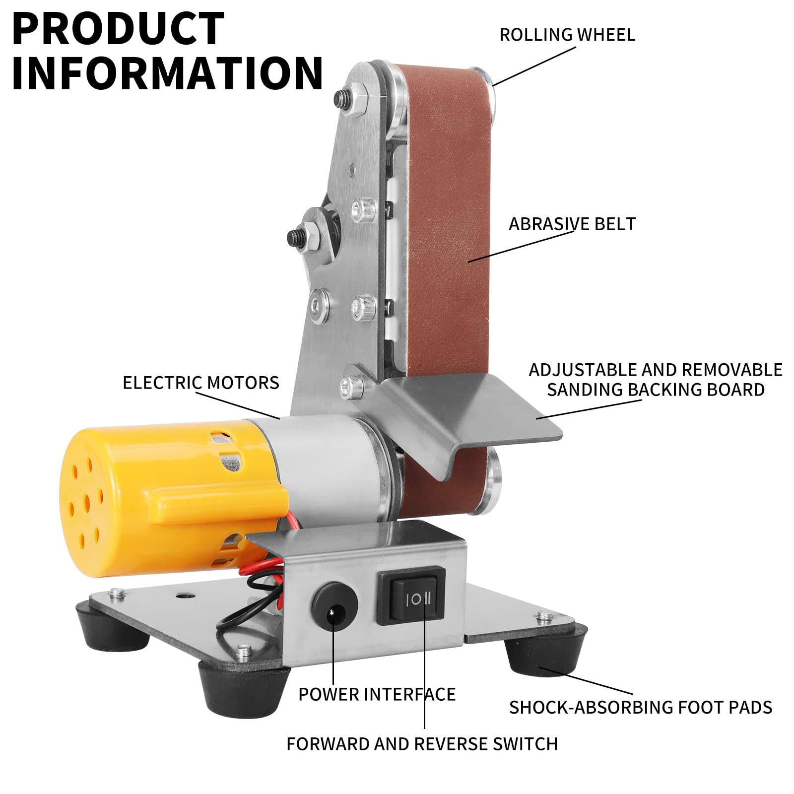 SI FANG 7-Speed Adjustable Electric Belt Sander - 13x1.2 Inch Mini Power Sanding Machine for Knife Sharpening, Wood & Metal Polishing - Perfect for DIY Crafts, Jewelry Making & Model Building - Home Workshop & Professional Bench Grinding Tool