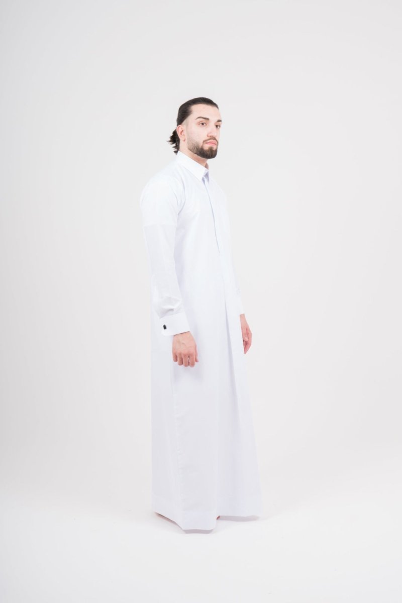 Premium White Qatari Thobe for Men | Traditional Arabic Robe | Eid & Wedding Outfit | Perfect for Special Occasions & Cultural Events