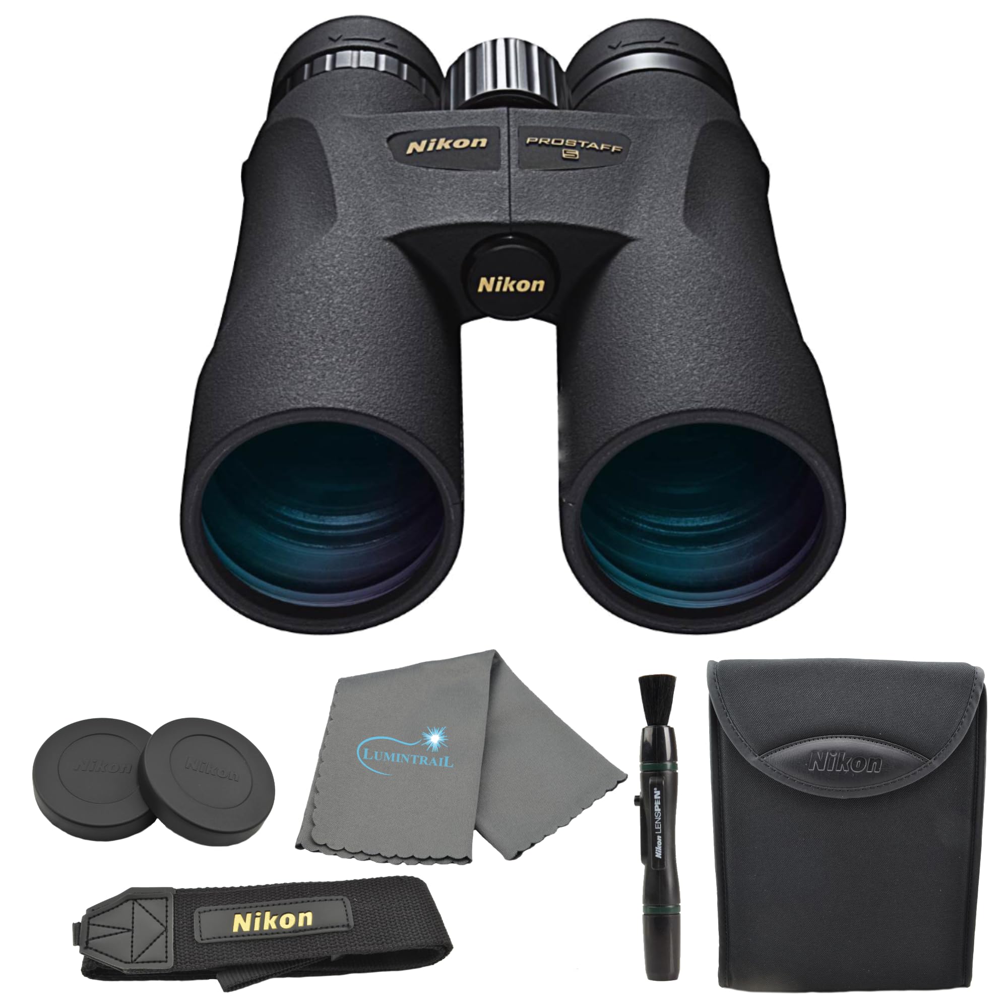 Nikon PROSTAFF 5 12x50 (7573) Black Binoculars with Lens Pen & Cleaning Cloth - Compact Lightweight Binoculars for Hunting, Bird Watching, Hiking & Travel - Perfect for Outdoor Adventures & Wildlife Observation