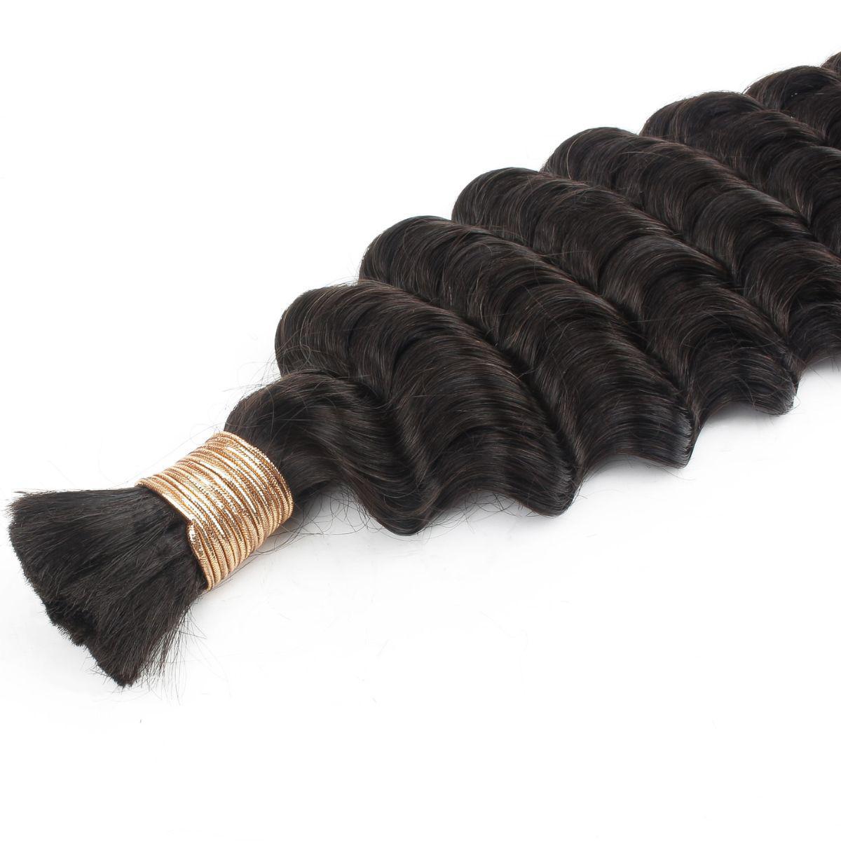 100% Human Hair Deep Wave Bulk Braiding Hair for Natural Look - Perfect for Box Braids, Crochet Styles & Protective Hairstyles