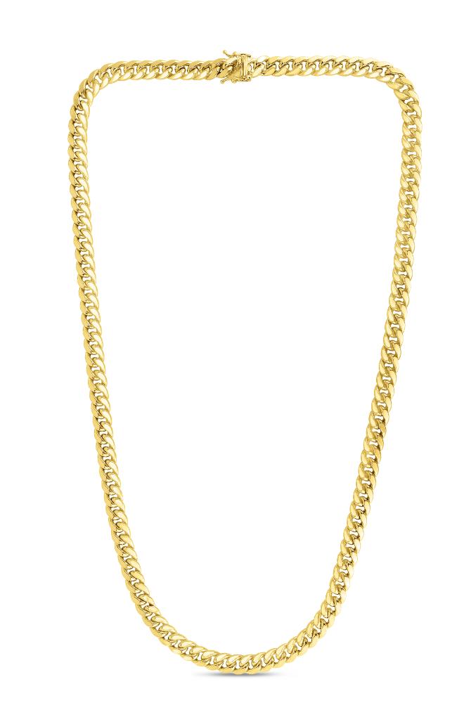 10K Gold 6.1mm Semi-Solid Classic Miami Cuban Link Chain - Perfect for Men's Jewelry, Hip Hop Style & Everyday Wear