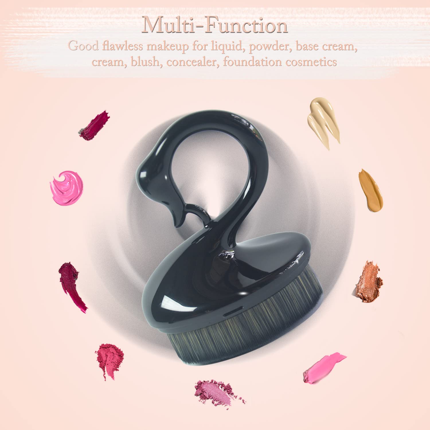 Kabuki Makeup Brush for Cream & Powder - Flawless Foundation Blending (Black) - Perfect for Daily Makeup & Travel
