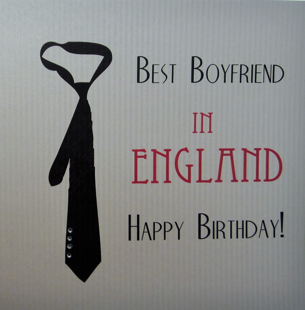 White Cotton Birthday Card for Best Friend - Handmade Boyfriend Card with Black Tie - Perfect for England Themed Gifts & Happy Birthday Wishes