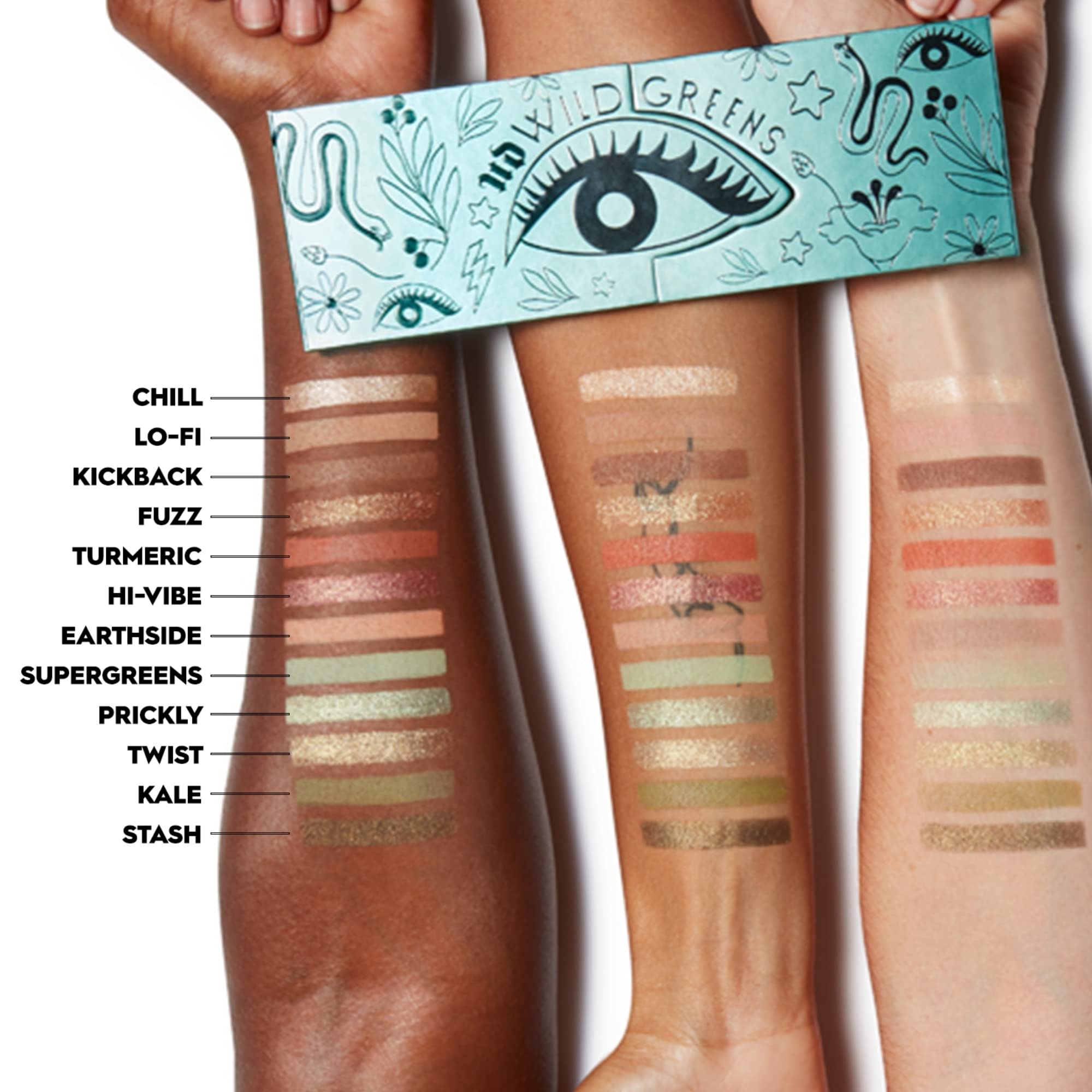 Urban Decay Wild Greens Eyeshadow Palette - Vegan, 12 Green & Earthy Neutral Shades, 15.6g - Perfect for Day to Night Makeup Looks & Professional Makeup Artists