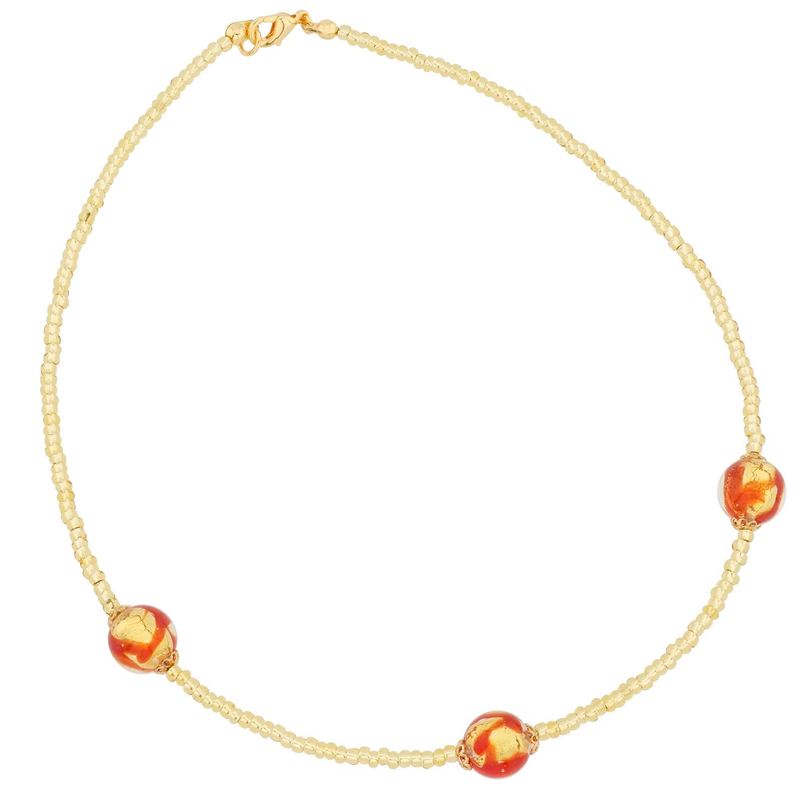 Venetian Murano Glass Royal Red Ball Necklace - Handmade Italian Jewelry for Women, Elegant Gift for Weddings & Special Occasions