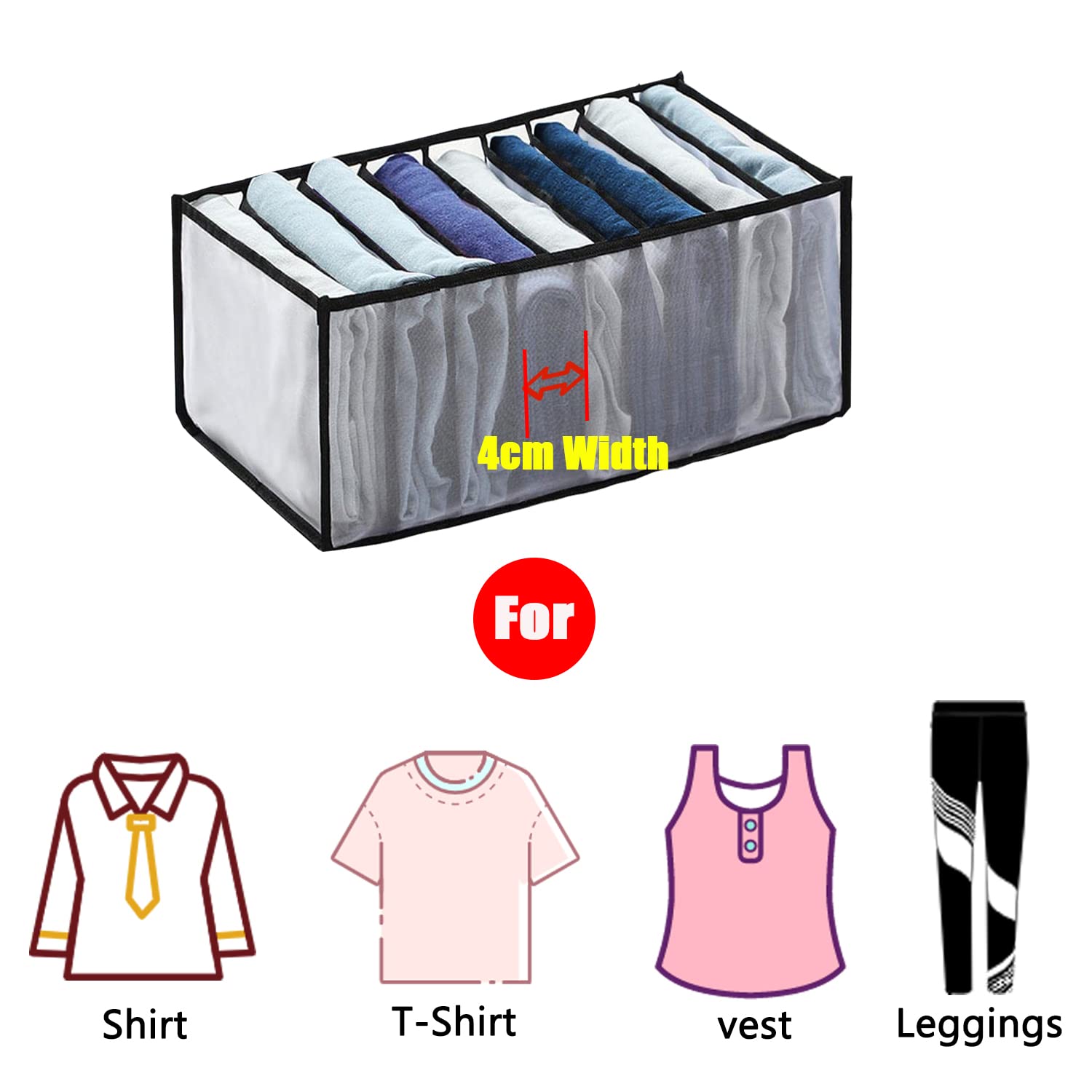 9 Grid Washable Foldable Drawer Organizer for T-Shirts & Clothes - Set of 2 Black Storage Boxes | Perfect for Closet, Dresser & Wardrobe Organization | Space-Saving Clothing Compartment Solution for Home & Travel