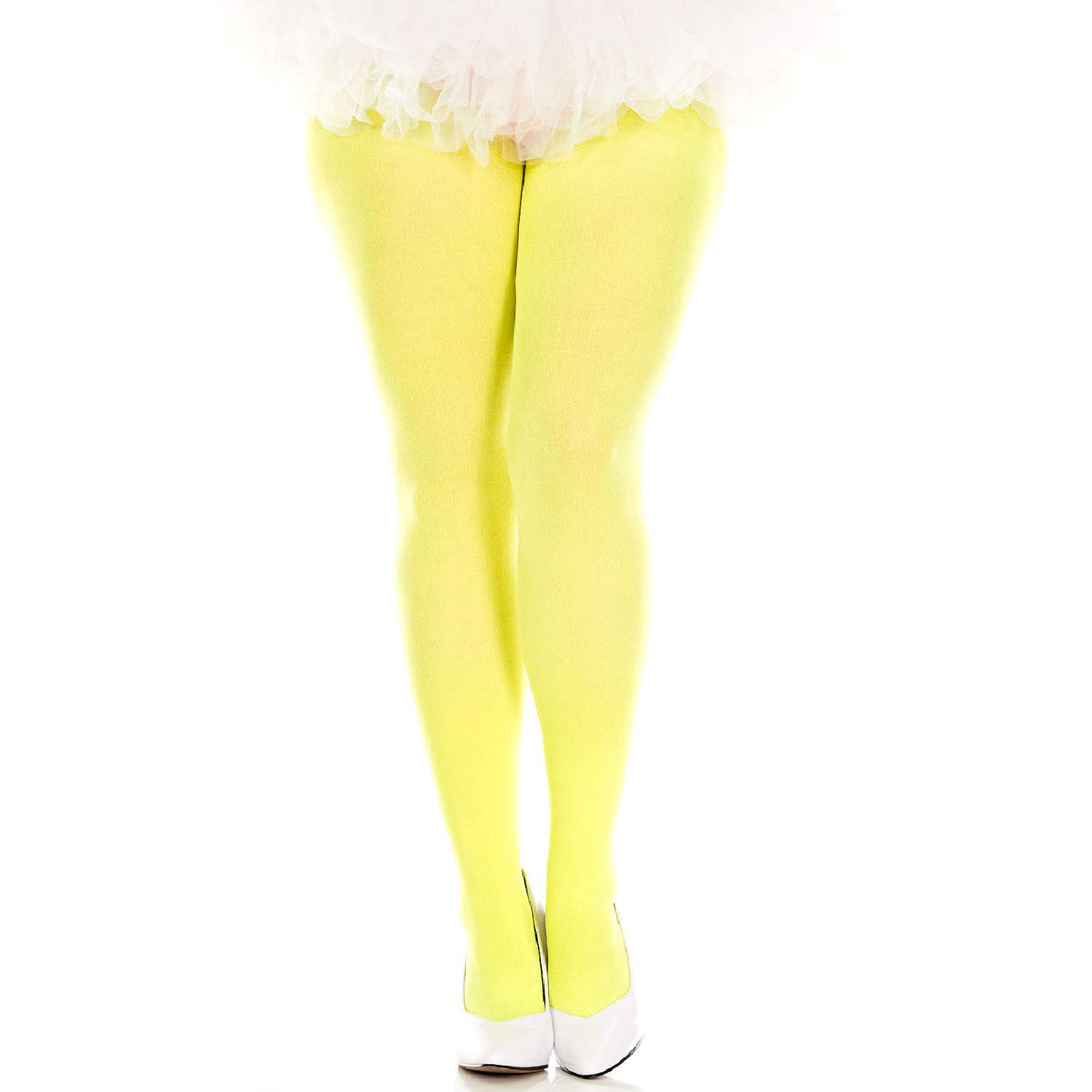 Women's Plus Size Yellow Opaque Stockings - Comfortable Costume Tights for Halloween, Cosplay & Theatrical Performances | Perfect for Dress-Up Parties & Stage Costumes