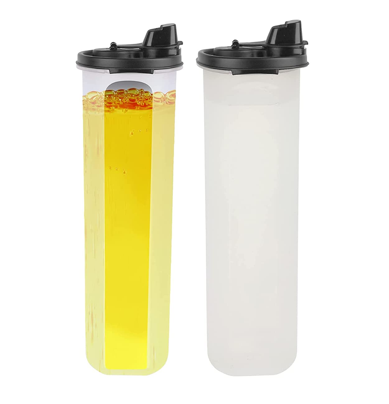 SIMPARTE 1100ML Air-Tight Leak-Proof Plastic Oil Dispenser - BPA Free Anti-Microbial Kitchen Pourer for Olive, Vinegar & Cooking Oils - Perfect for Salad Dressing, Baking & Meal Prep (2-Pack, Black)