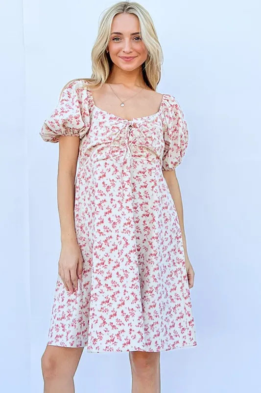 Sexy Lace Up Front Puff Sleeve Babydoll Dress for Women - Flirty Party Outfit, Date Night & Special Occasion Wear
