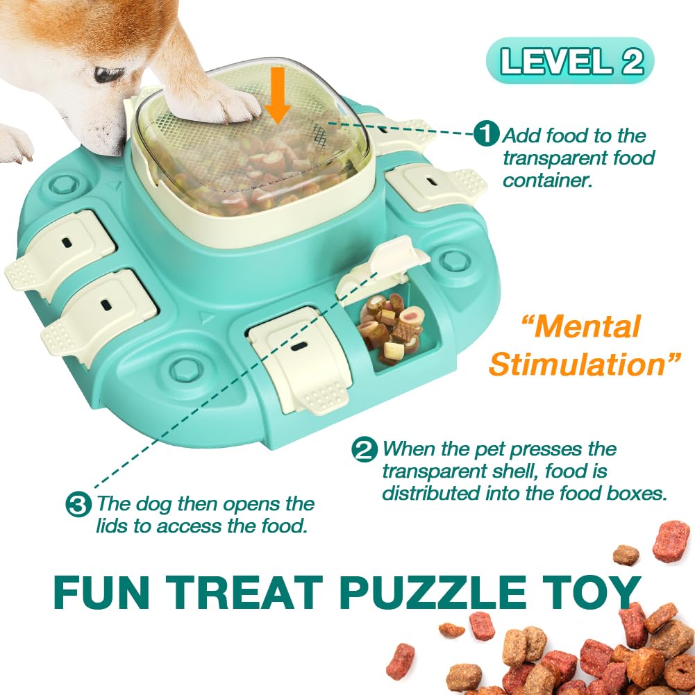 Interactive Dog Puzzle Toy - Slow Feeder & Treat Dispenser for Medium/Large Dogs | 2-Level IQ Training Game for Brain Stimulation | Perfect for Mealtime Enrichment & Anxiety Relief