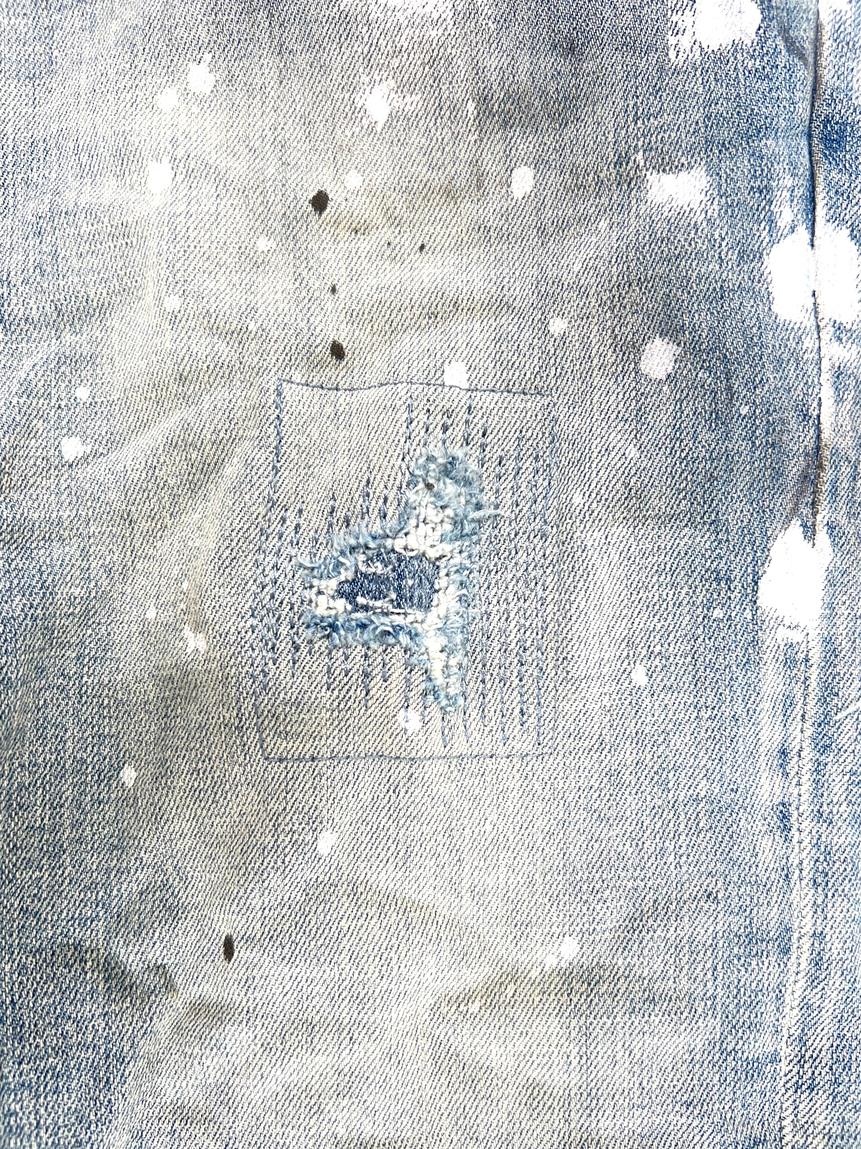 Purple Brand P001 LIA Light Indigo Paint Blowout Jeans for Men - Stylish Distressed Denim Pants for Casual Wear & Street Fashion