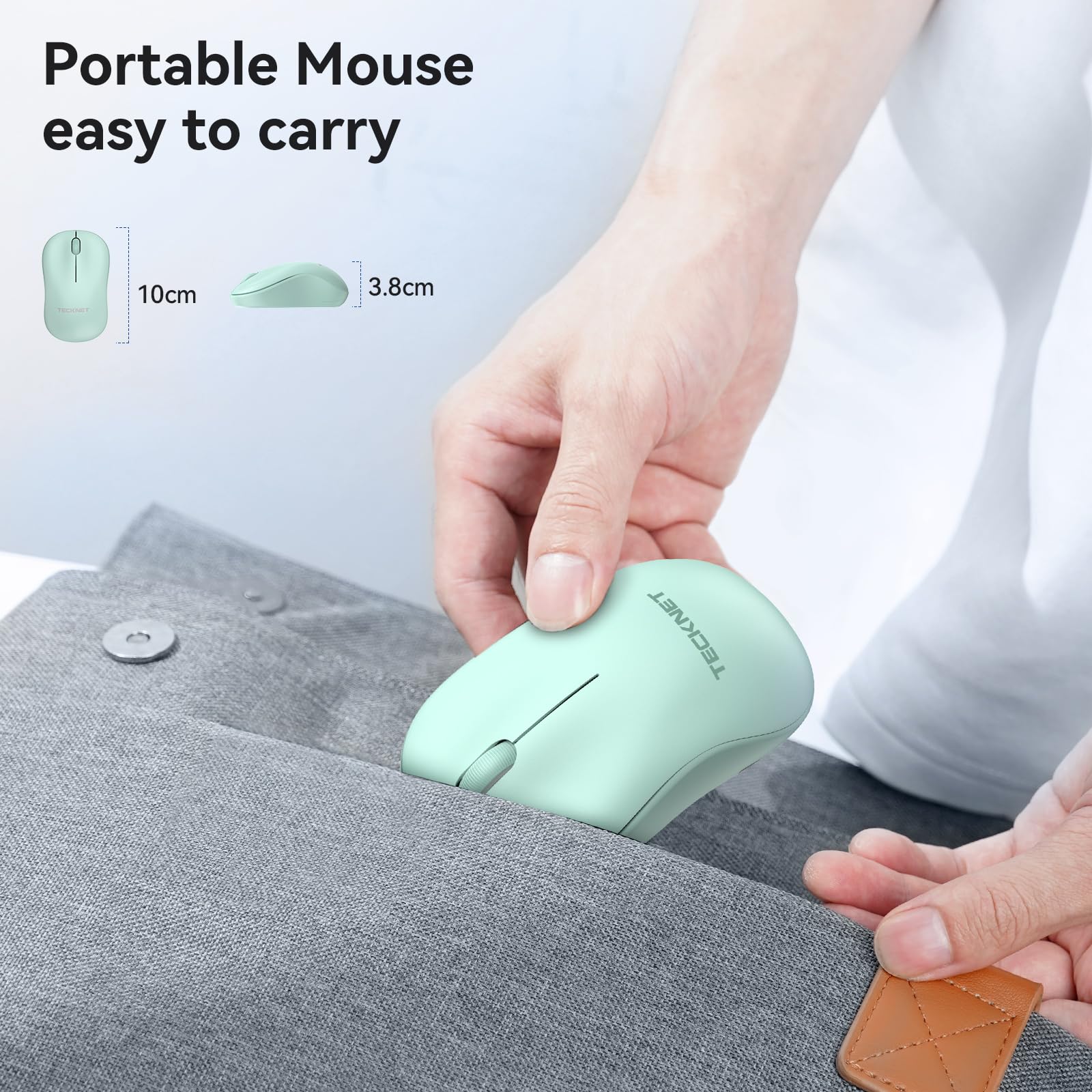 TECKNET Wireless Mouse for Laptop & PC - 2.4G Ergonomic Portable Mouse with Plug & Play, Compact Design for Mac, Windows - Perfect for Office, Travel & Home Use (Green)