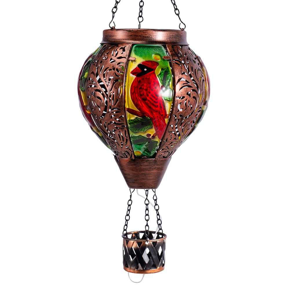Starsoul Cardinal Hot Air Balloon Solar Lantern with Flame Effect - Waterproof Outdoor Solar Light for Garden, Patio, Yard - Perfect for Mother's Day, Christmas Gifts & Home Decor