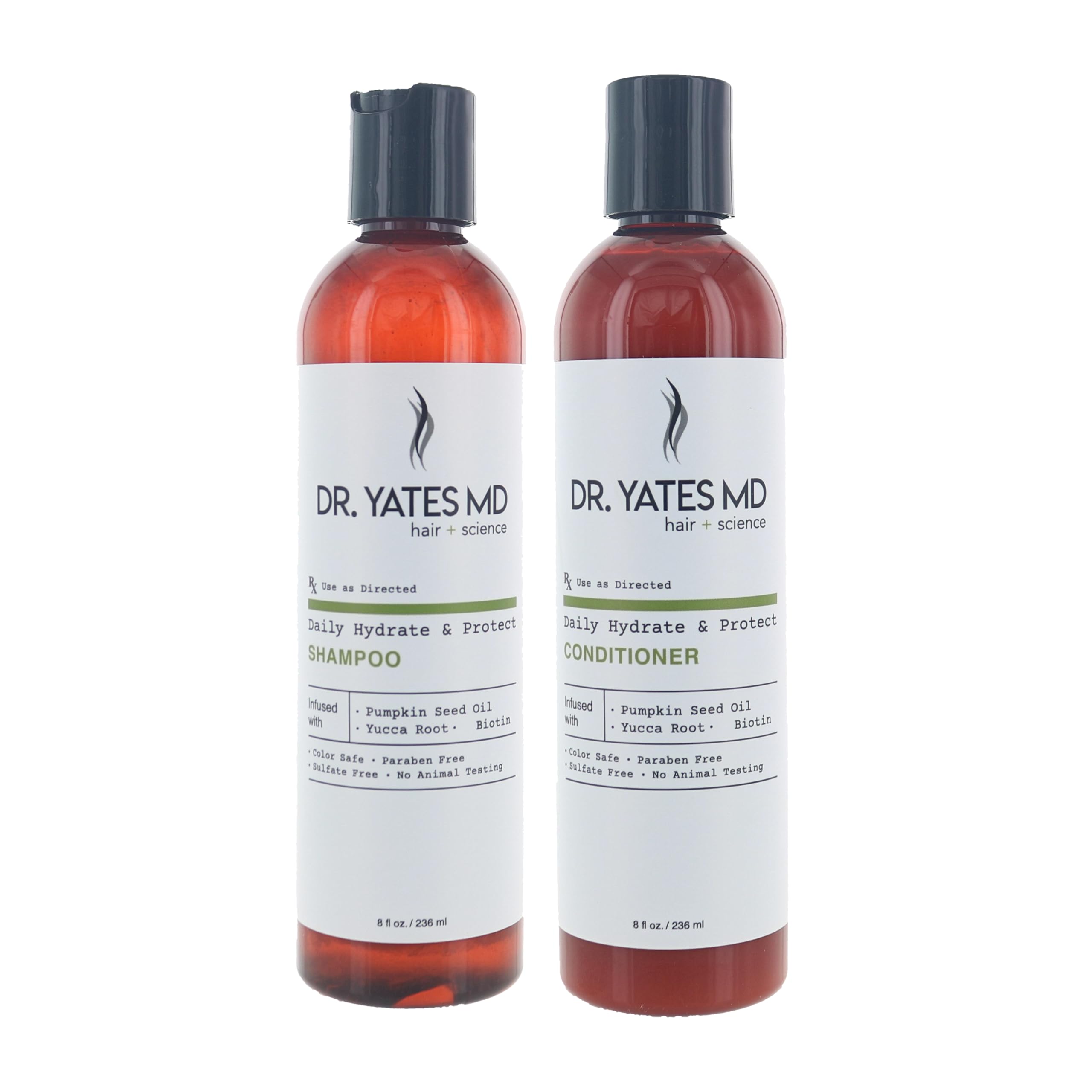 Dr. Yates MD Hydrating & Protecting Shampoo & Conditioner Set with Pumpkin Seed Oil, Yucca Root & Biotin - Daily Moisture for Dry, Damaged Hair - Perfect for Color-Treated & Chemically Processed Hair