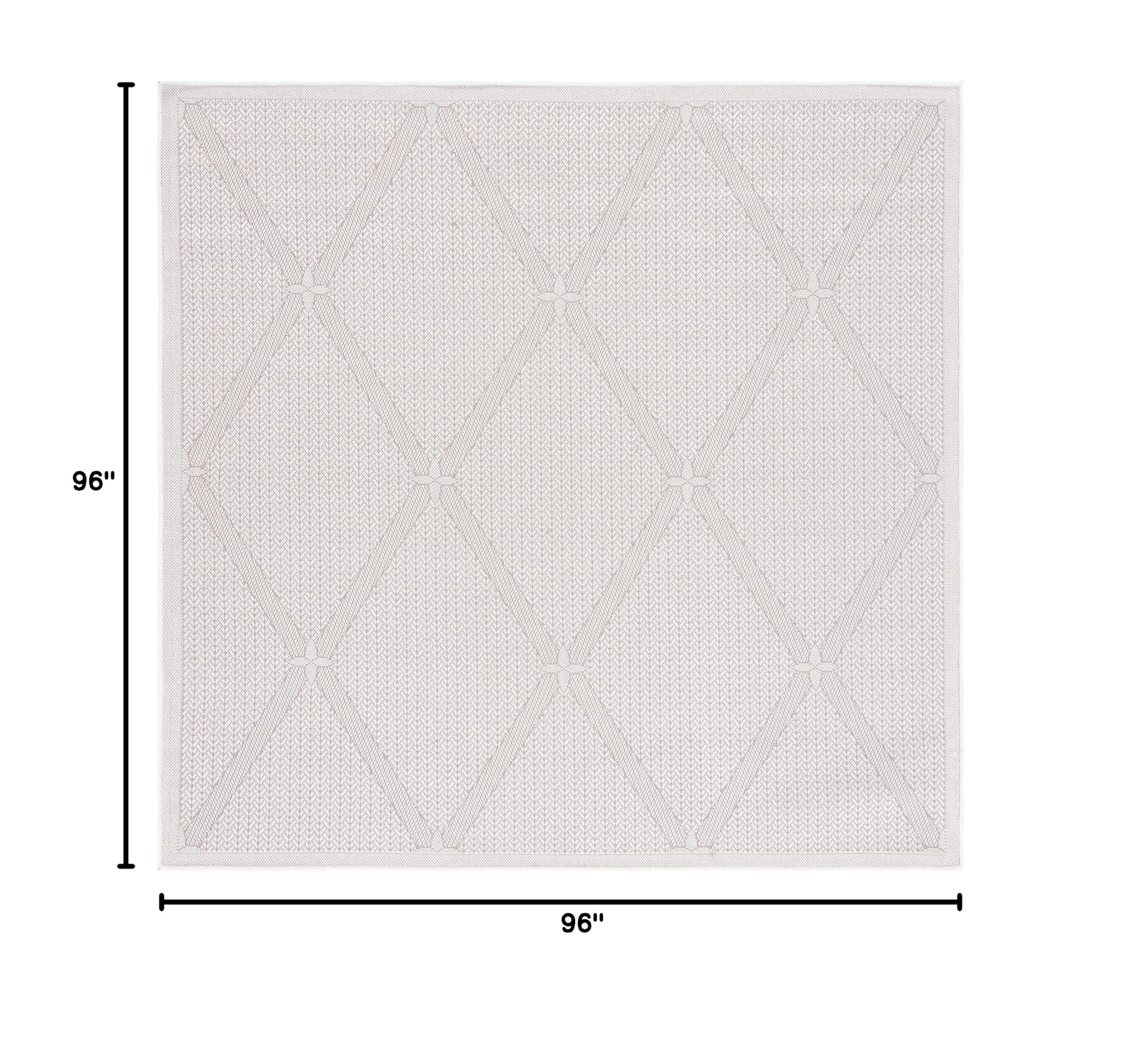 SAFAVIEH Bermuda Collection 8' x 8' Square Cream & Beige Area Rug - Non-Shedding, Machine Washable Indoor/Outdoor Rug for Easy Care - Perfect for Living Room, Bedroom, Patio, Backyard & Mudroom (BMU811A)