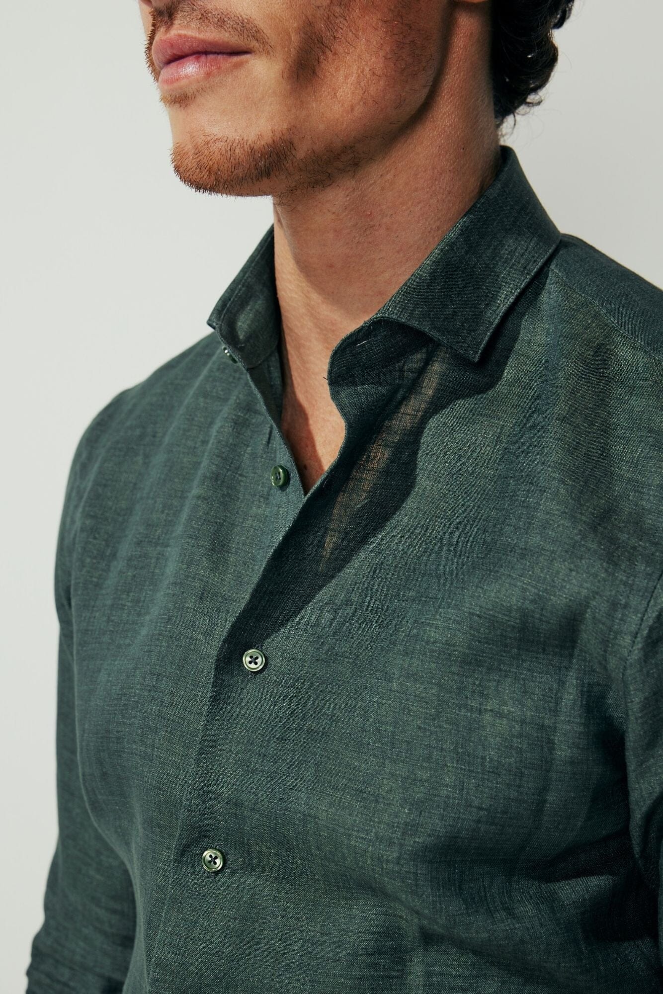 Pilot (SCA) Shirt - Olive Linen Button-Up Tunic for Medieval Renaissance Faire & LARP Costuming | Historical Reenactment & Cosplay Outfit