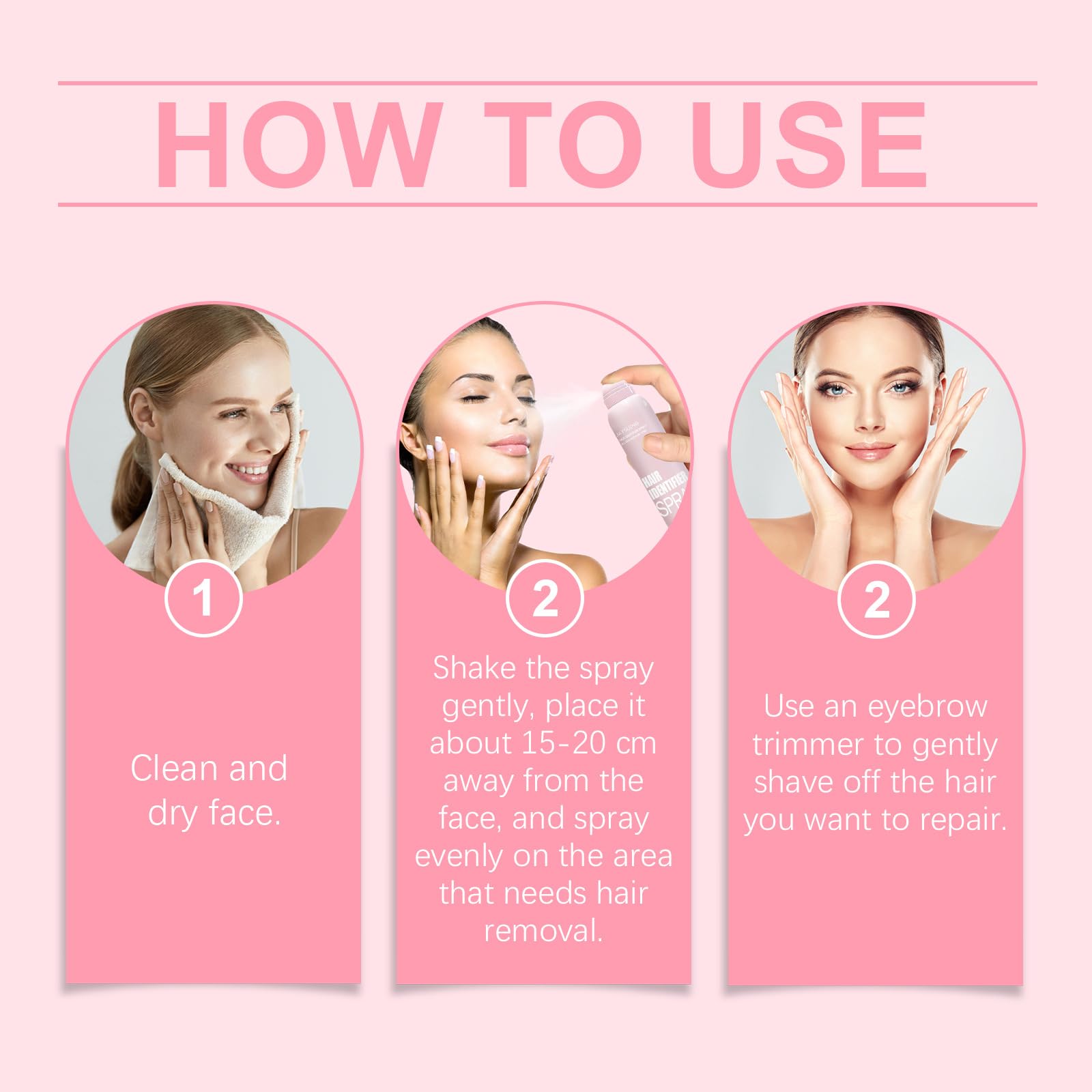 Best Facial Hair Removal Spray for Men & Women - Gentle & Effective Hair Softener for Smooth Skin - Ideal for Face Cleansing & At-Home Hair Removal - White