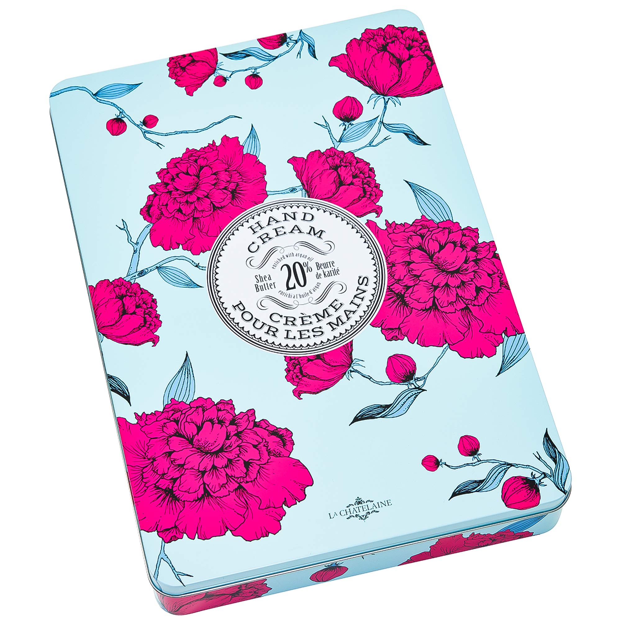 La Chatelaine Deluxe Hand Cream Gift Set Tin - 20% Organic Shea Butter Formula, Made in France | Natural & Organic Lotion (12 x 1 oz) | Perfect Mothers Day Gift, Oprah's Favorite Things | Ideal for Dry Skin Care, Spa Days & Luxury Pampering