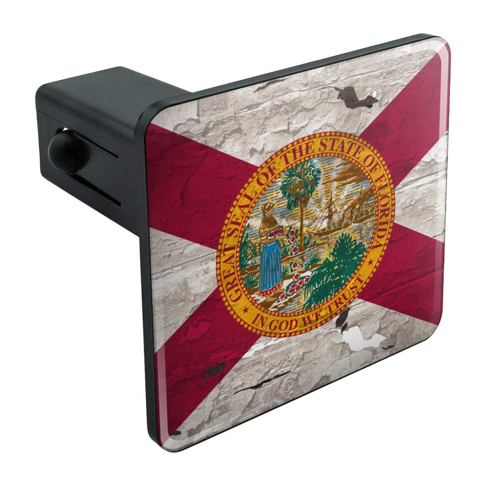 Vintage Distressed Florida State Flag Hitch Cover Plug Insert for Trucks & Trailers - Rustic USA Design for Outdoor Enthusiasts & Road Trips