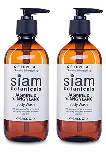 Siam Botanicals Oriental Shower Gel with Jasmine & Ylang Ylang - 17 oz x 2 Pack | Luxurious Floral Scent for Spa-Like Bathing Experience, Relaxing Aromatherapy & Gift Sets