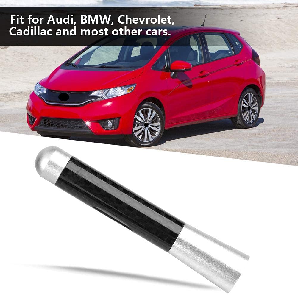 3 Inch Carbon Fiber Universal Car Antenna - Screw-on Short Radio Antenna Replacement for Vehicle Modification (Silver) | Perfect for Improved FM/AM Reception & Car Aesthetic Upgrades