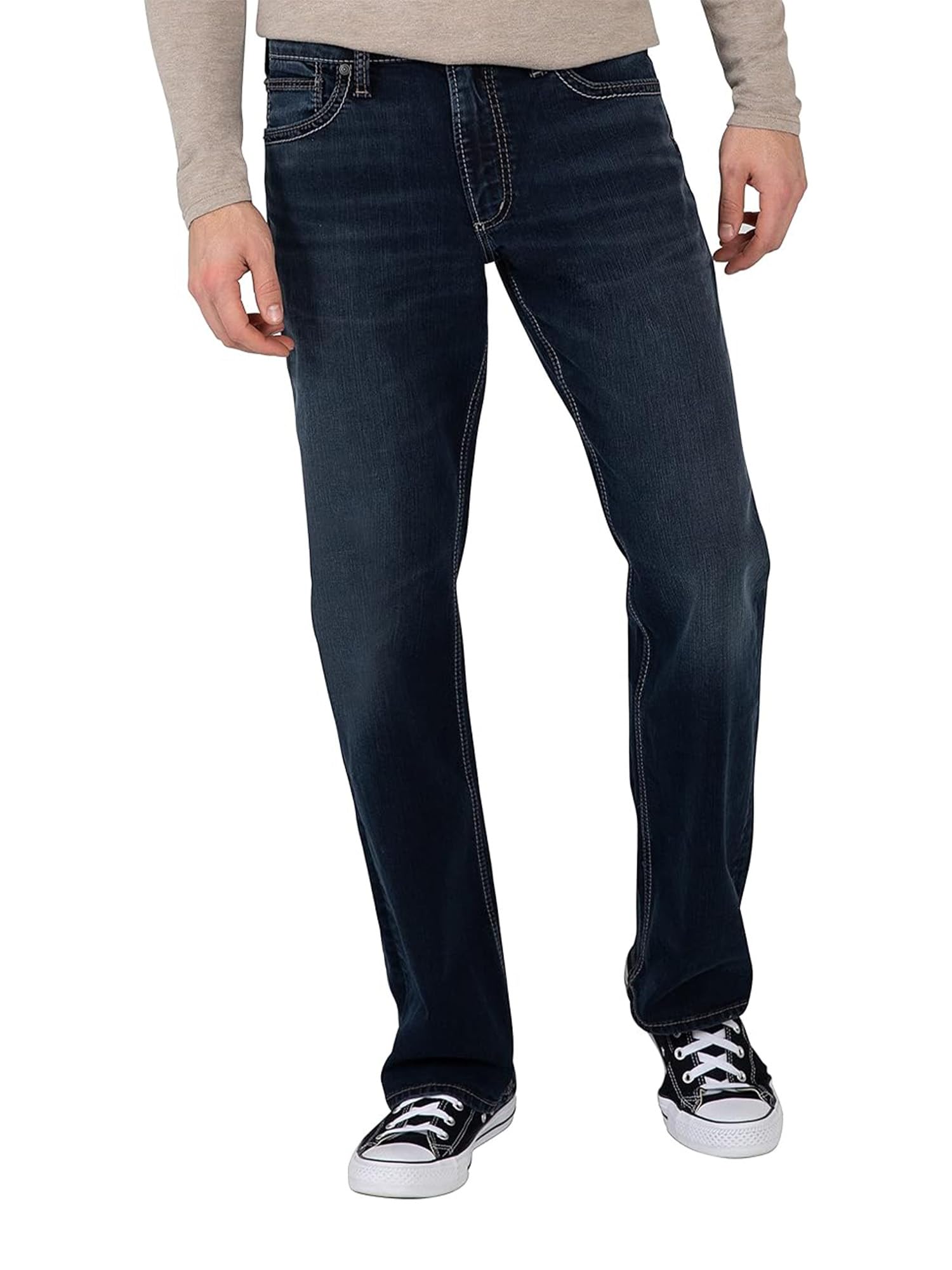Silver Jeans Co. Men's Zac Relaxed Fit Straight Leg Jeans - Comfortable Denim Pants for Casual Wear & Everyday Use | Perfect for Work, Weekend Outings & Relaxing